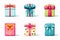 Clipart various-sized boxes wrapped in vibrant papers on white background