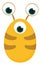 Clipart of yellow-colored monster with three bulging eyes vector or color illustration