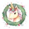 Cliparts Christmas Wreath Animal watercolor