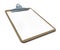 Clipboard angled with blank paper