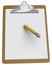 Clipboard with blank paper and yellow pencil