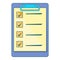 Clipboard check list icon, cartoon style