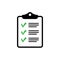 Clipboard with checklist with green checkmarks icon.