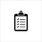 Clipboard checklist icon. Black isolated checklist with checkmarks.