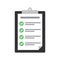 Clipboard with checklist icon. Flat illustration of clipboard with checklist icon for web with green check boxes on white