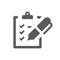 Clipboard checklist and pen black vector icon