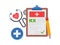 Clipboard with checklist and pencil for medical report, webpage banner