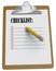 Clipboard with checklist and stubby pencil