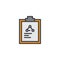 Clipboard with chemical report filled outline icon