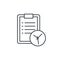 Clipboard and clock, to-do list thin line icon. Linear vector symbol