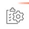 Clipboard and gear cogwheel line vector icon