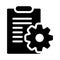 Clipboard gear vector glyph flat icon