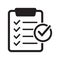 Clipboard icon. Checklist icon of an approved document. Project completed. Tasks vector icon. Task completed.