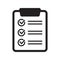 Clipboard icon. Checklist icon of an approved document. Project completed. Tasks vector icon. Task completed.