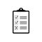 Clipboard icon. Document, file, report test checklist. Check mark symbol. Checkmark sign. Tick icon. Questionnaire form
