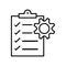 Clipboard icon. Tasks. with gear