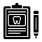 Clipboard inside tooth with pencil concept of dental report, healthcare and checkup