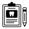 Clipboard inside tooth with pencil concept of dental report, healthcare and checkup