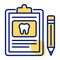 Clipboard inside tooth with pencil concept of dental report, healthcare and checkup