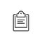 Clipboard line icon. Document for check-list, recipe, menu, business notes concept label. Chancery office graphic logo