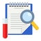 Clipboard, Magnifying Glass & Vial Flat Icon