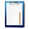 Clipboard, paper sheet, golden pen for business planning, to-do list