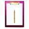 Clipboard, paper sheet, golden pen for business planning, to-do list