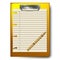 Clipboard, paper sheet, golden pen for business planning, to-do list