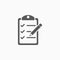 Clipboard pencil icon, note, checkmark, checklist, data