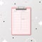 Clipboard with planner for week, month, social media posting plane and notes.