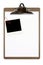 Clipboard polaroid frame isolated white background copy space