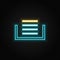 Clipboard, stack neon icon. Blue and yellow neon vector icon