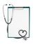 Clipboard and stethoscope in heart shape