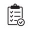 Clipboard vector icon. Task checklist icon. Task completed. Signed icon of an approved document.