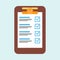 Clipboard work vector icon professional checklist. Job paper document form business equipment top view