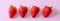 Clipped to banner size image of Strawberries isolated on a pink background