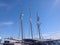 Clipper ship docking at wharf