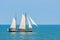 Clipper ship sailing at the Lake IJssel