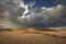 Cloads over the dunes in the natural park in Corralejo,Fuereventua,,Las Palmas,Canary Islands,Spain