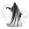 Cloaked Figure Tossing Smoke Illustration