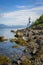 The Cloch Lighthouse at the coast of Cloch Point - Inverclyde in Scotland