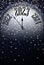 Clock with 2023 on transparent background with stars and snowing