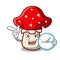 With clock amanita mushroom character cartoon