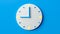 Clock analog 3d white on pastel blue background, minimal style for banner backlit hour