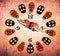 Clock Beetles. Circular design with ladybugs.