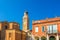 Clock and bell tower of Cathedral Santa Maria Assunta Duomo Roman catholic church building in Chioggia