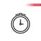 Clock black outline icons. Thin line alarm clock icon.