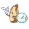 With clock brazil nut character cartoon