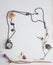 Clock on a chain, dried flowers on a white background