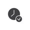 Clock with check mark vector icon